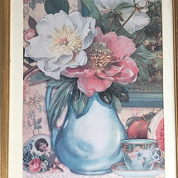 Vintage Floral Prints Teapot Teacup Framed Picture Set - Picture 3 of 3